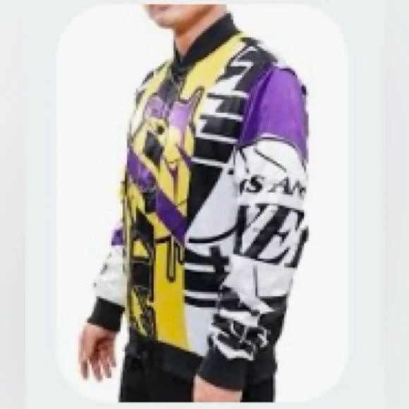 LA Lakers NBA Jacket Pro Standard Mens Medium Black Mashup Satin Bomber - Picture 11 of 11